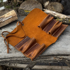 4 Pocket Leather Tool Roll detail view by Sharky Forged Steel Tools