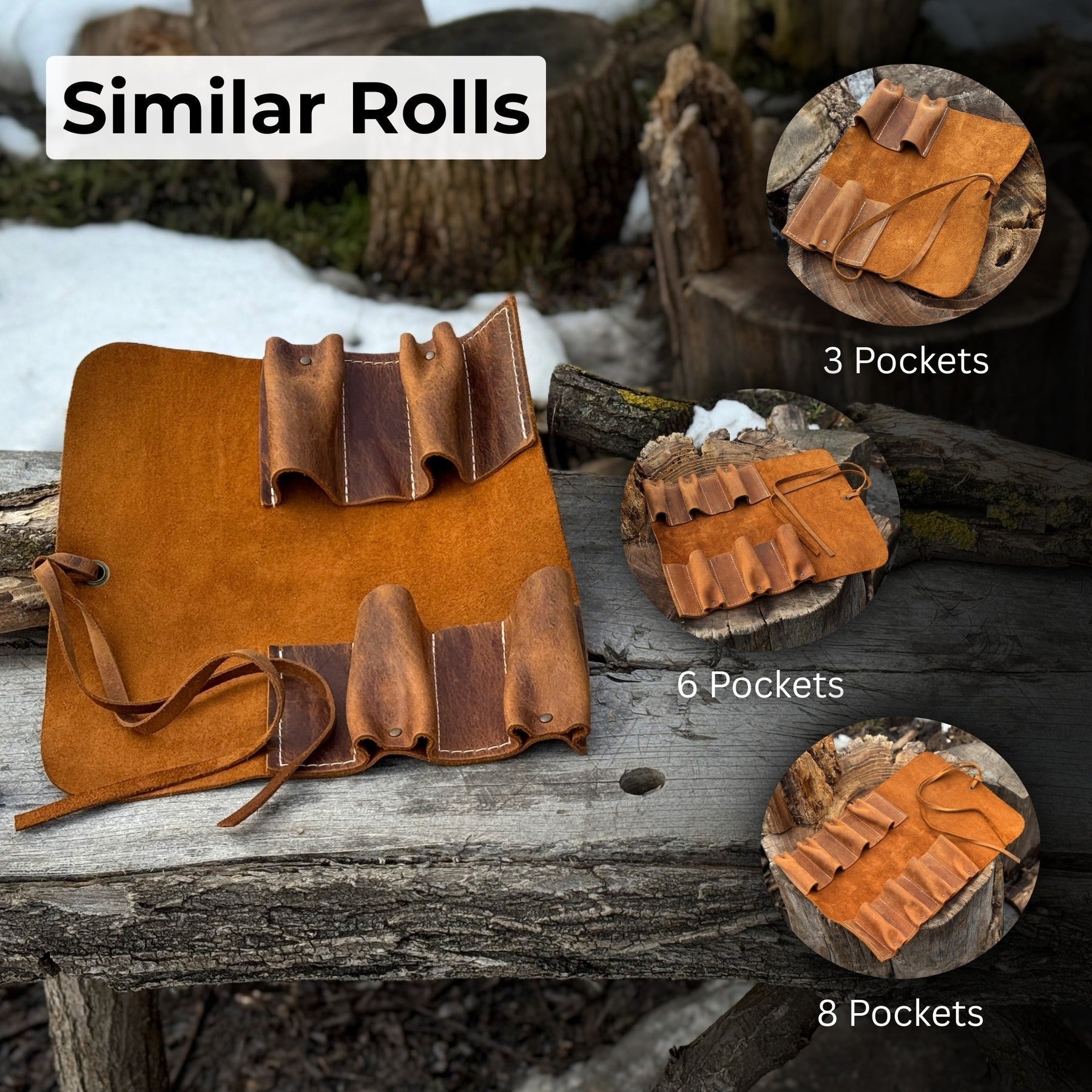 4 Pocket Leather Tool Roll detail view by Sharky Forged Steel Tools