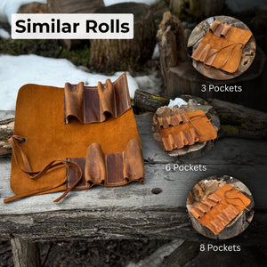 4 Pocket Leather Tool Roll detail view by Sharky Forged Steel Tools