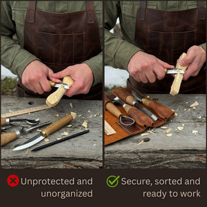 4 Pocket Leather Tool Roll detail view by Sharky Forged Steel Tools