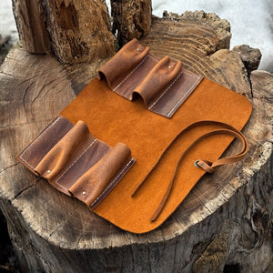4 Pocket Leather Tool Roll detail view by Sharky Forged Steel Tools