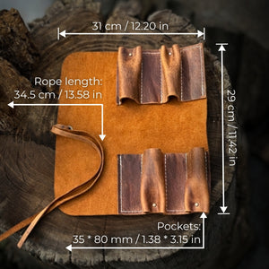 4 Pocket Leather Tool Roll detail view by Sharky Forged Steel Tools