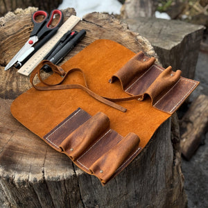 4 Pocket Leather Tool Roll detail view by Sharky Forged Steel Tools