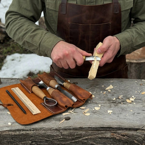4 Pocket Leather Tool Roll detail view by Sharky Forged Steel Tools