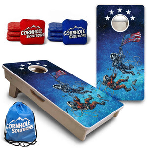 Space Race – Mini Cornhole Board Set (12" x 24") with 8 Mini Bags by Cornhole Solutions, custom cornhole board main product photo