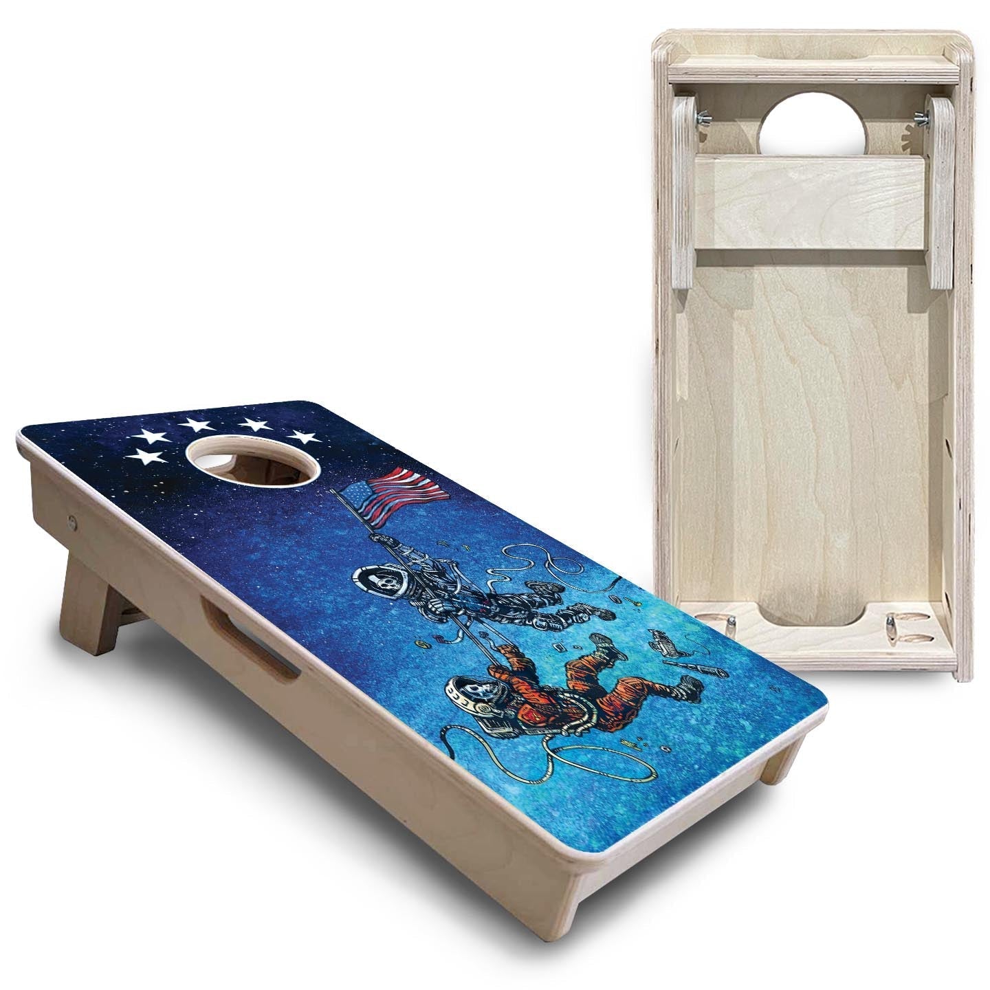 Space Race – Mini Cornhole Board Set (12" x 24") with 8 Mini Bags by Cornhole Solutions, custom cornhole board detail photo 5