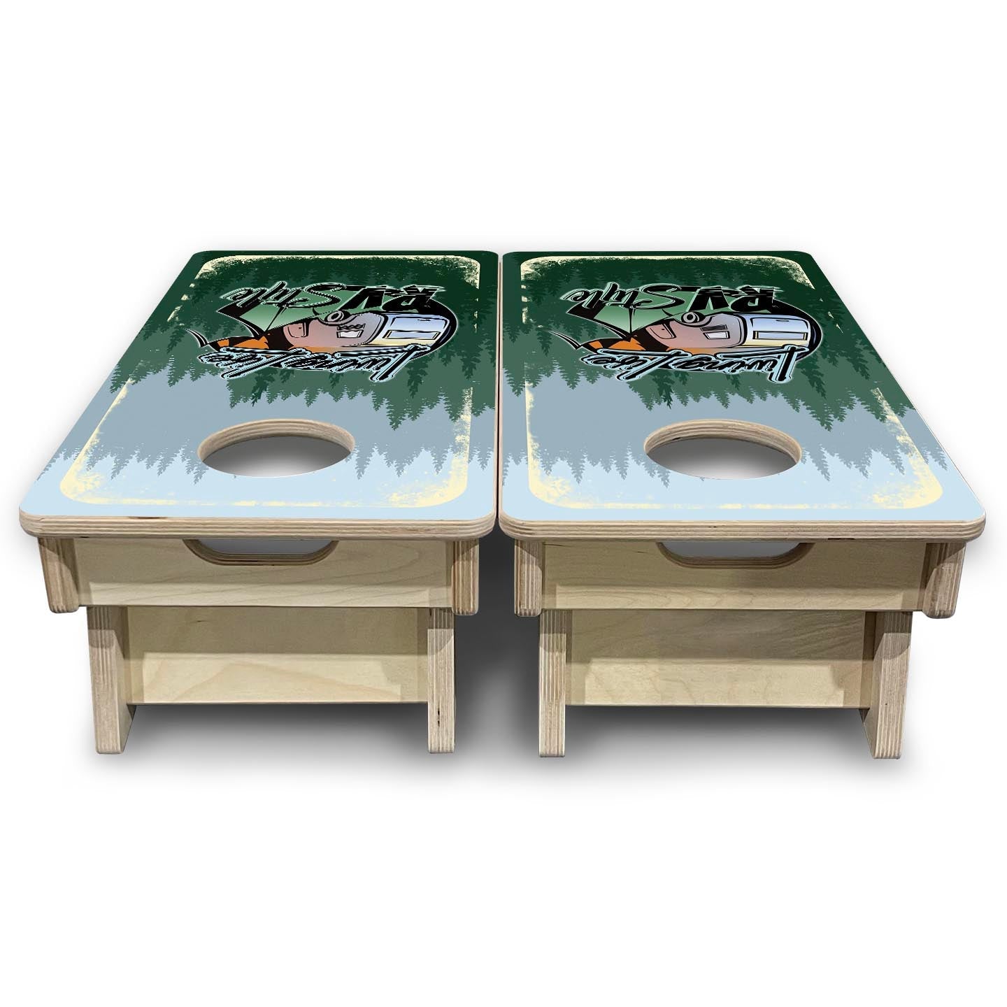 Living Life RV Style - Mini Cornhole Board Set (12" x 24") with 8 Mini Bags by Cornhole Solutions, custom cornhole board detail photo 4