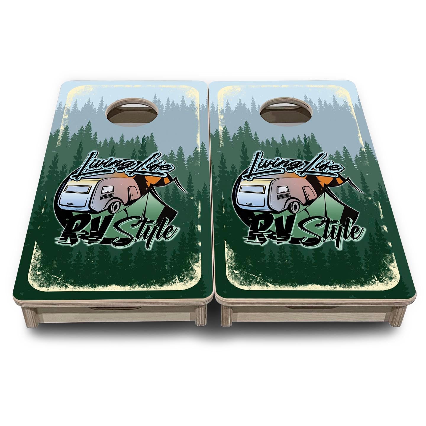 Living Life RV Style - Mini Cornhole Board Set (12" x 24") with 8 Mini Bags by Cornhole Solutions, custom cornhole board detail photo 3