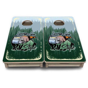 Living Life RV Style - Mini Cornhole Board Set (12" x 24") with 8 Mini Bags by Cornhole Solutions, custom cornhole board detail photo 3