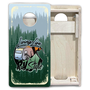 Living Life RV Style - Mini Cornhole Board Set (12" x 24") with 8 Mini Bags by Cornhole Solutions, custom cornhole board detail photo 6