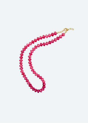 The Atlanta Watermelon Pink Rondelle Beaded Necklace detail view by London Crafted