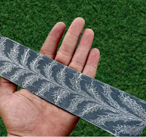 Frostleaf Damascus Billet 14" Handmade Feather Leaf Pattern