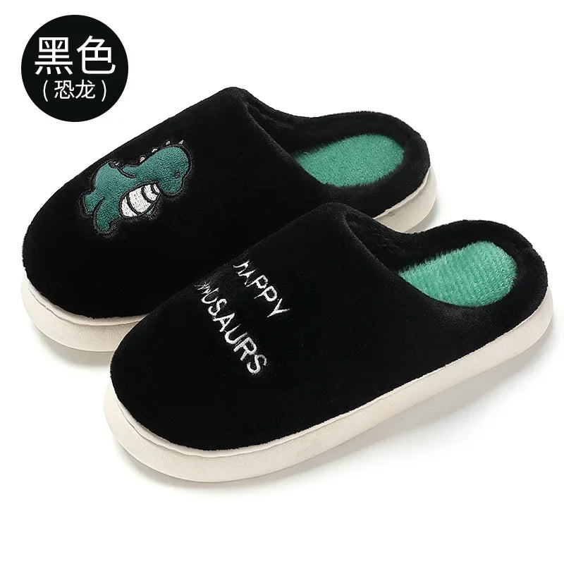 Plush Slipper Happy Dinosaur  Winter Fur Cotton Warm Non Slip Grip by The Mississippi Mermaid Mercantile - view 2