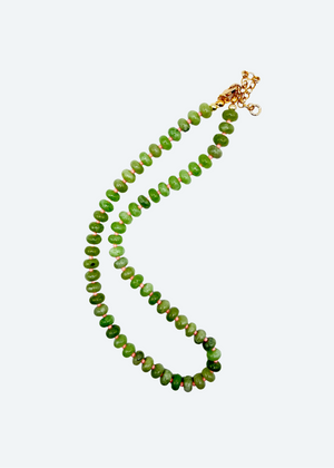 The Palm Beach Green and Pink Beaded Necklace detail view by London Crafted