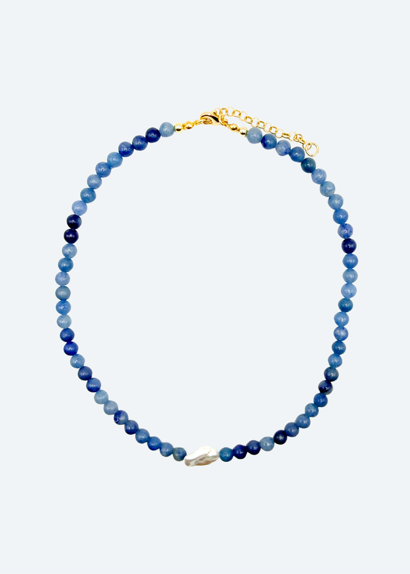 The Camden Blue Aventurine and Pearl Beaded Necklace by London Crafted