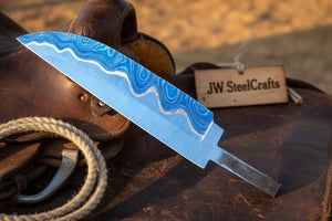 Sapphire Trail San Mai Gyuto Knife Blank by JW SteelCrafts, alternate view 3