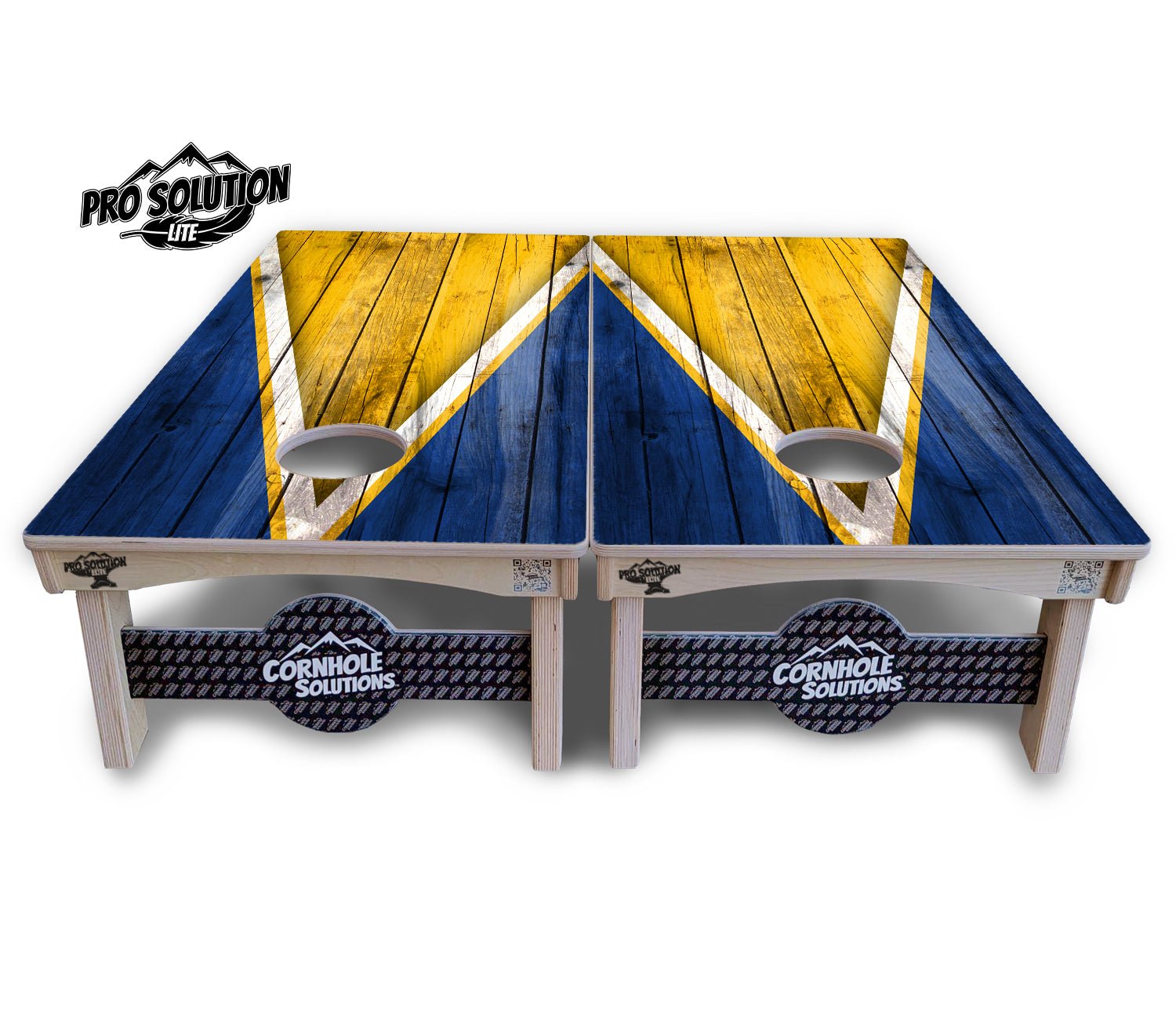 Yellow & Blue Triangle Cornhole Boards - Pro Solution Lite Series