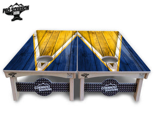 Yellow & Blue Triangle Cornhole Boards - Pro Elite Series