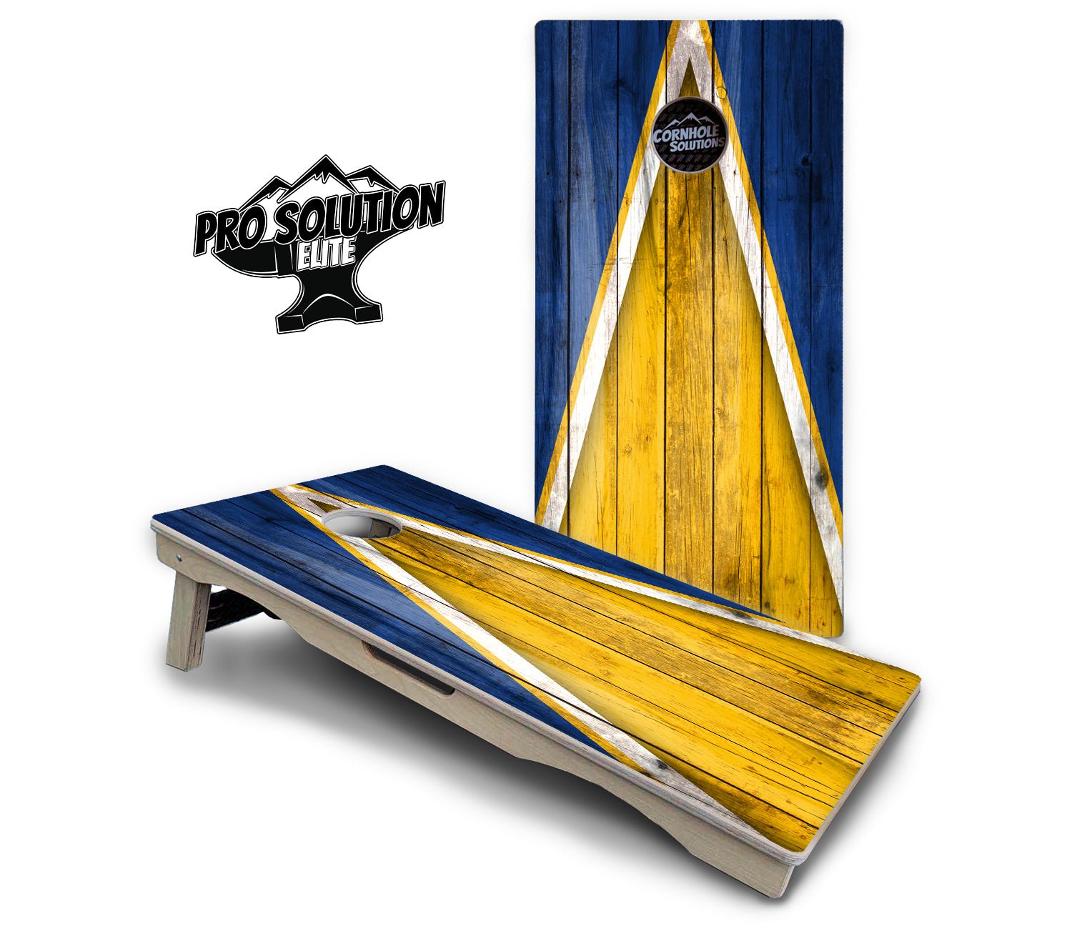 Yellow & Blue Triangle Cornhole Boards - Pro Elite Series