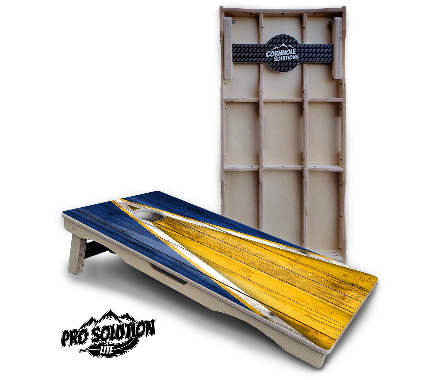 Yellow & Blue Triangle Cornhole Boards - Pro Solution Lite Series