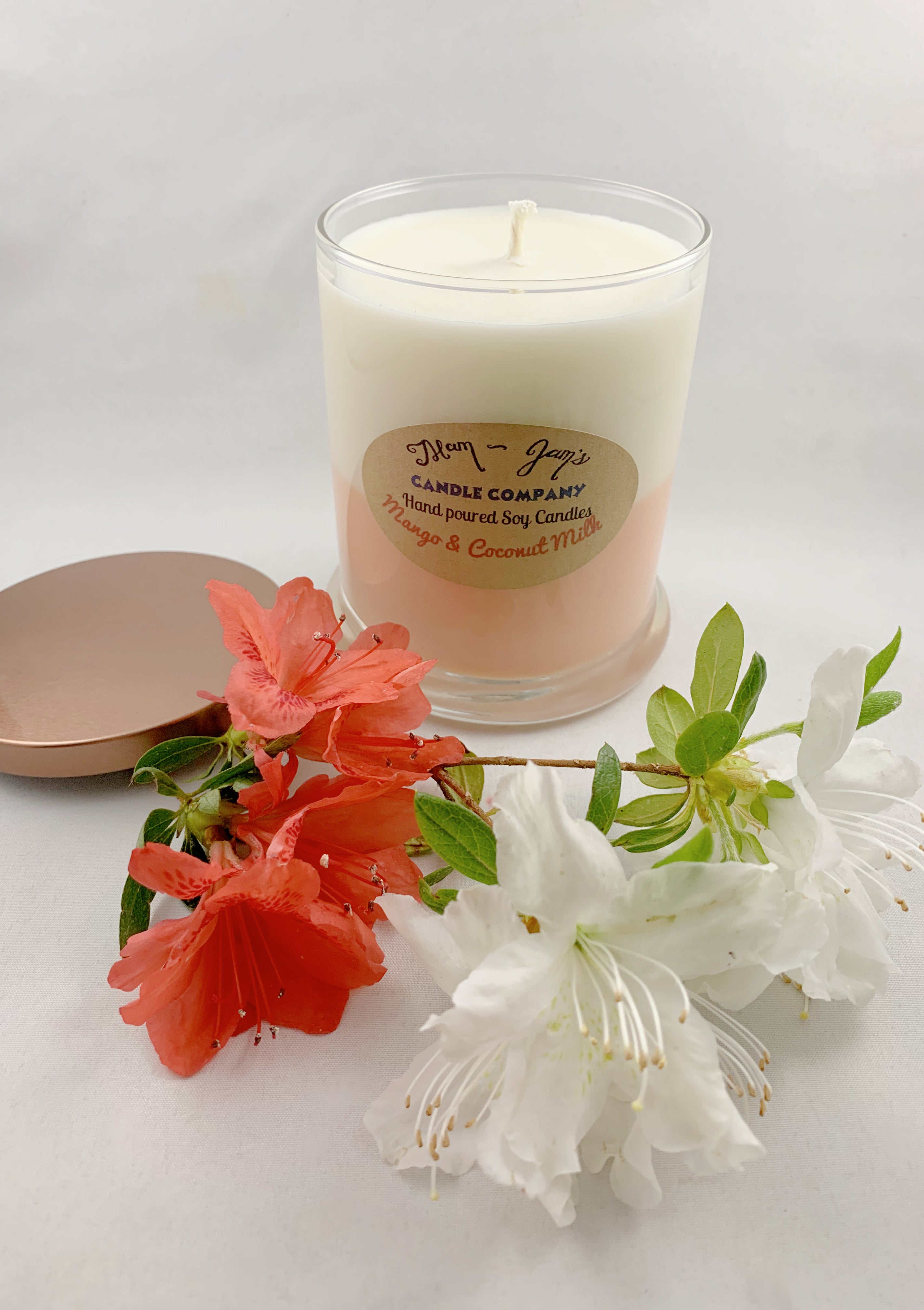 Mango and Coconut soy candle and wax melts by Mam Jam’s Candle Company