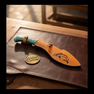 Blue Resin Shark Fish Blade Gurkha Kukri with Ocean Colors handle
