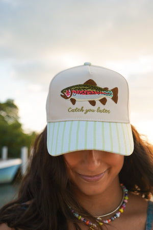 Catch You Later - Green Stripe Hat by KenzKustomz — product view 13