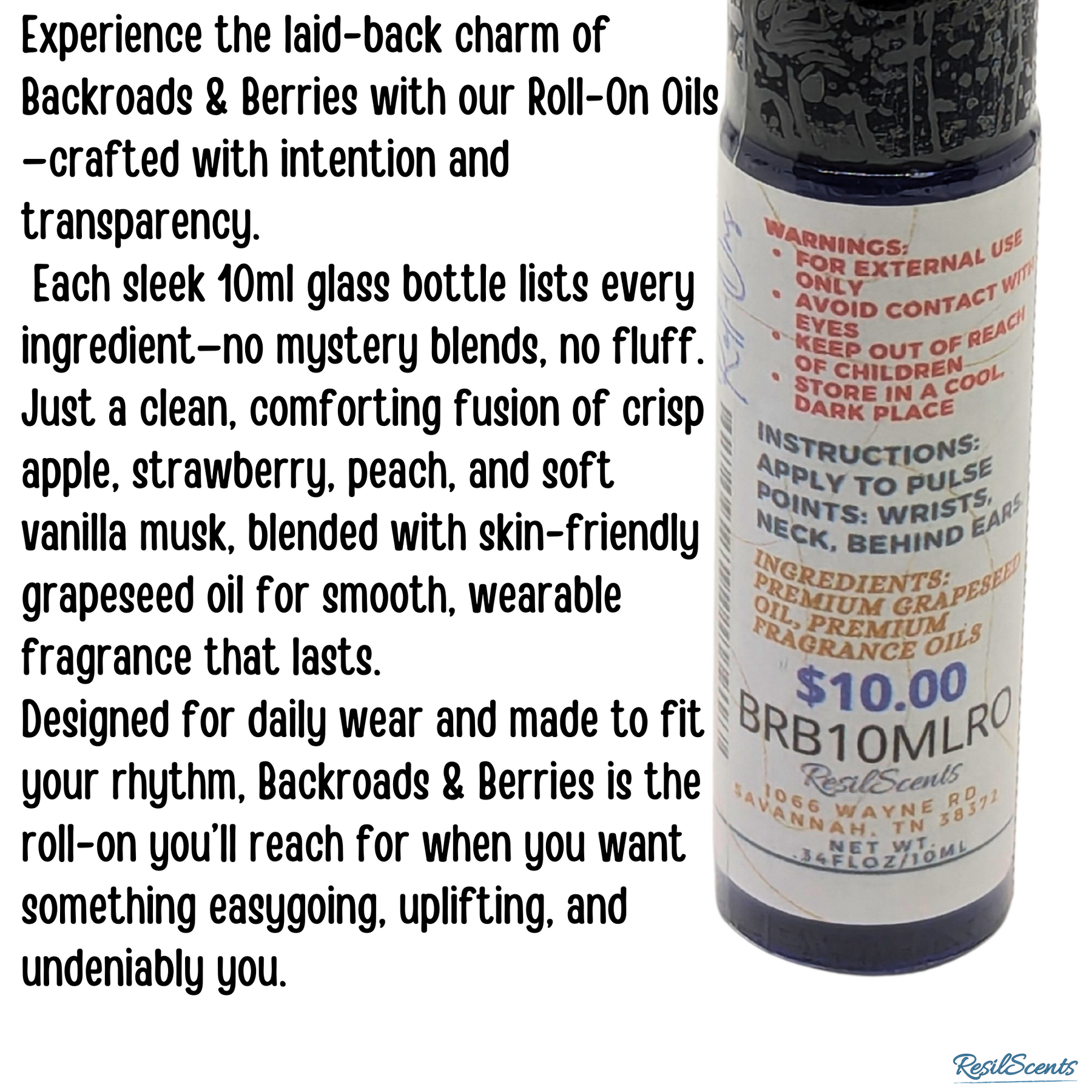 Backroads & Berries™ Roll-On Oil – Sweet. Nostalgic. Comforting. | ResilScents™ by ResilScents, scented candle detail photo 9