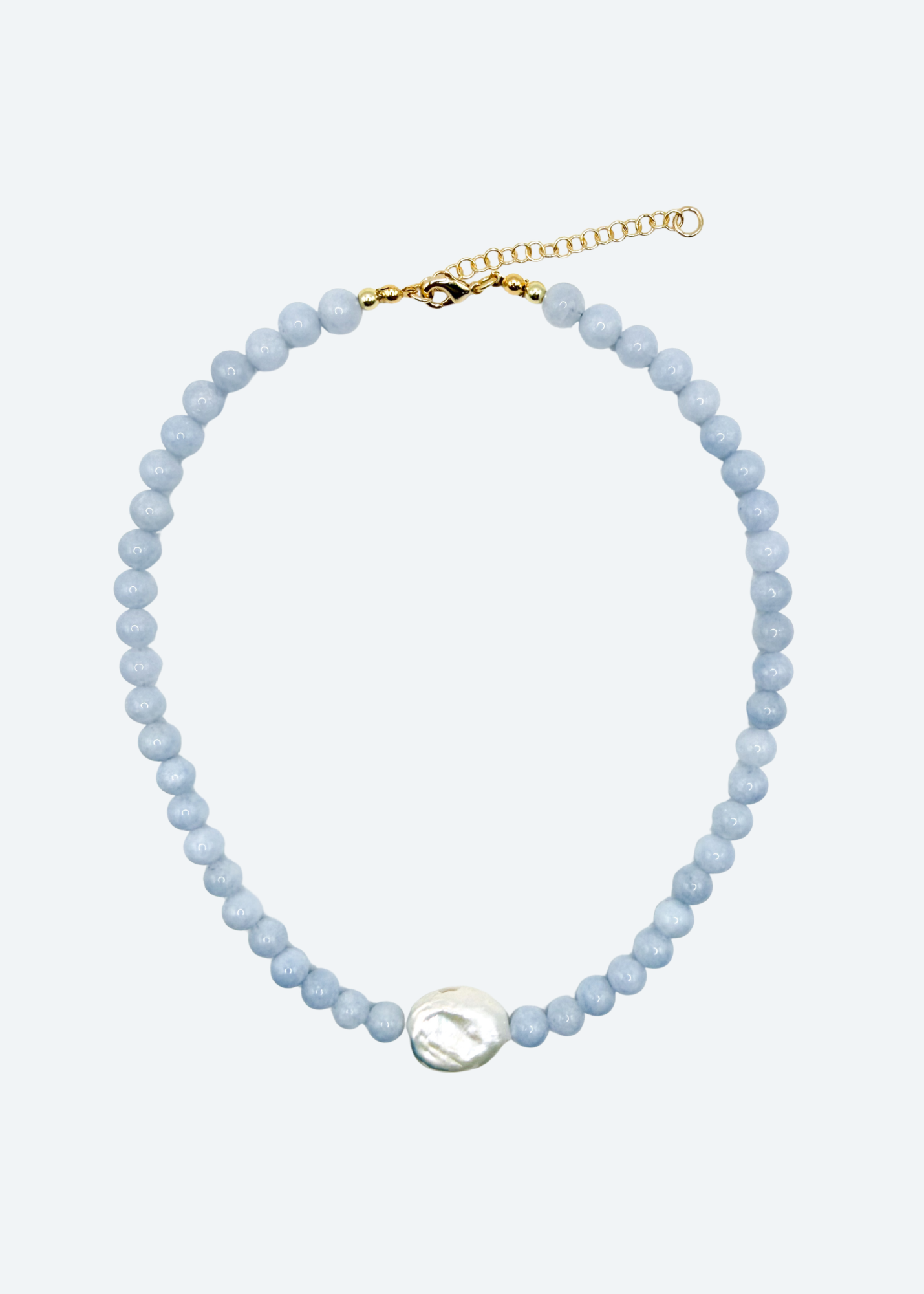 The Ophelia Blue Mother of Pearl Beaded Necklace by London Crafted