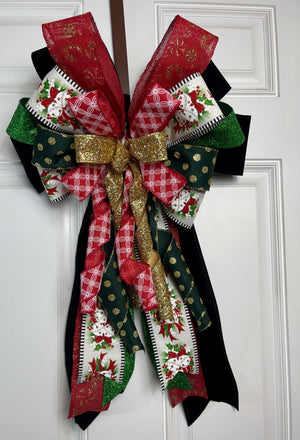 Red & Green Plaid Christmas Bow | Wreath Decor by Bouge Creations, view 6