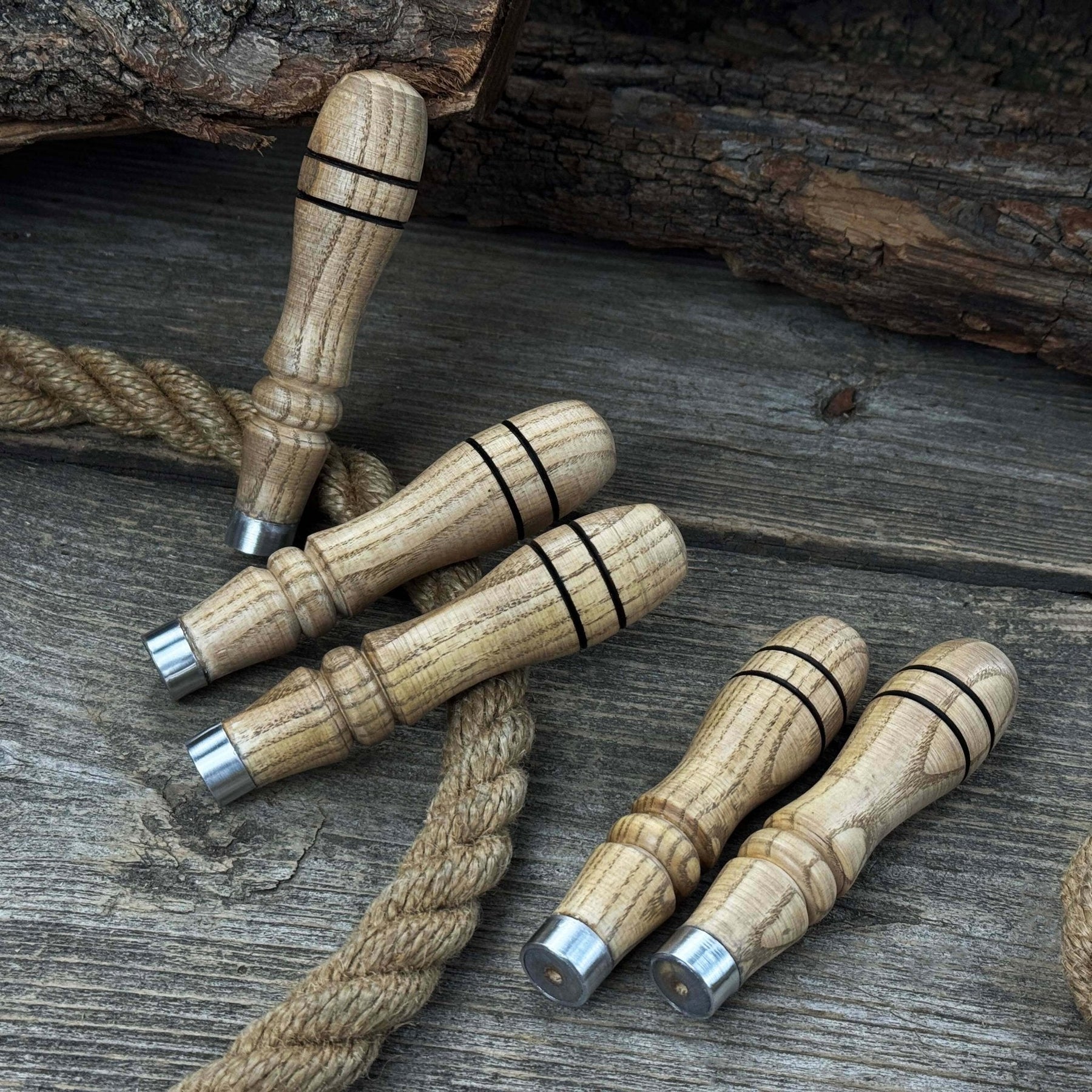 5-Piece Ash Handle Set with Rings detail view by Sharky Forged Steel Tools