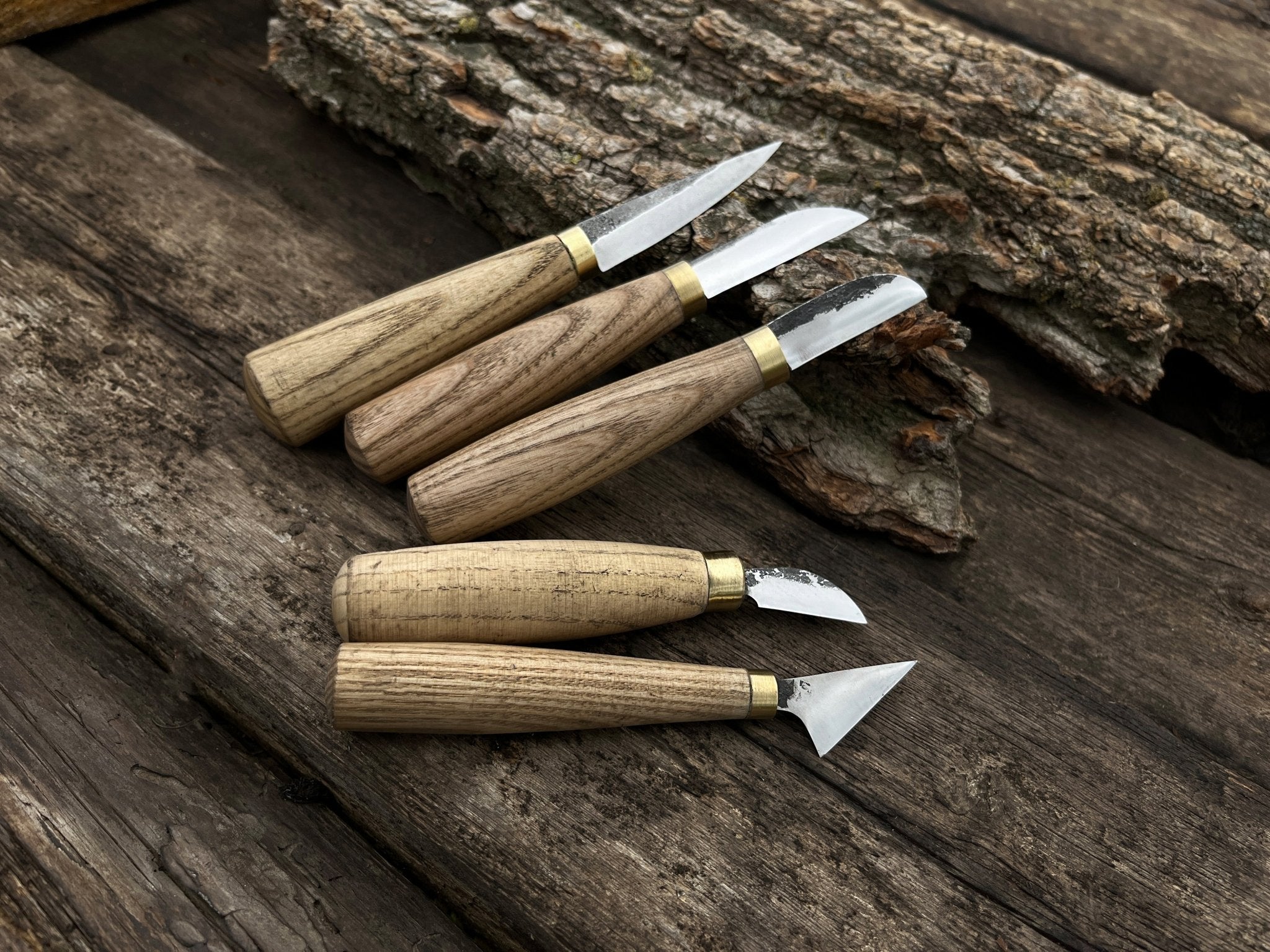 5-Piece Wood Carving Knife Set detail view by Sharky Forged Steel Tools
