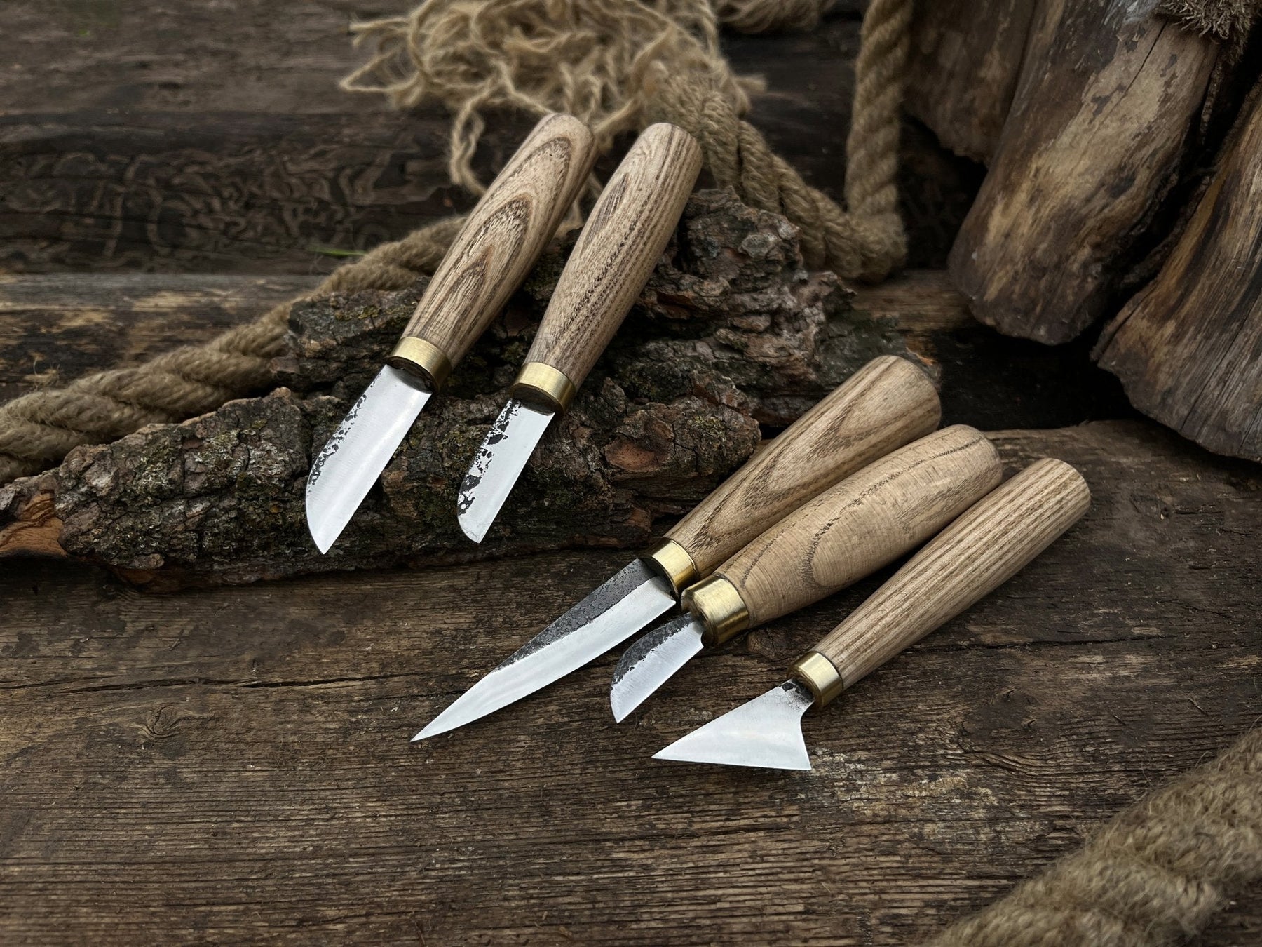 5-Piece Wood Carving Knife Set detail view by Sharky Forged Steel Tools