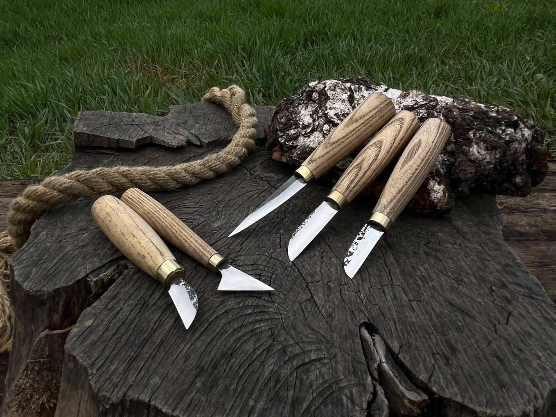 5-Piece Wood Carving Knife Set detail view by Sharky Forged Steel Tools