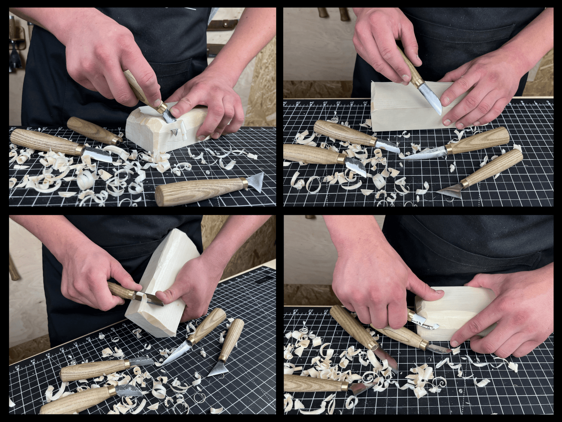 5-Piece Wood Carving Knife Set detail view by Sharky Forged Steel Tools