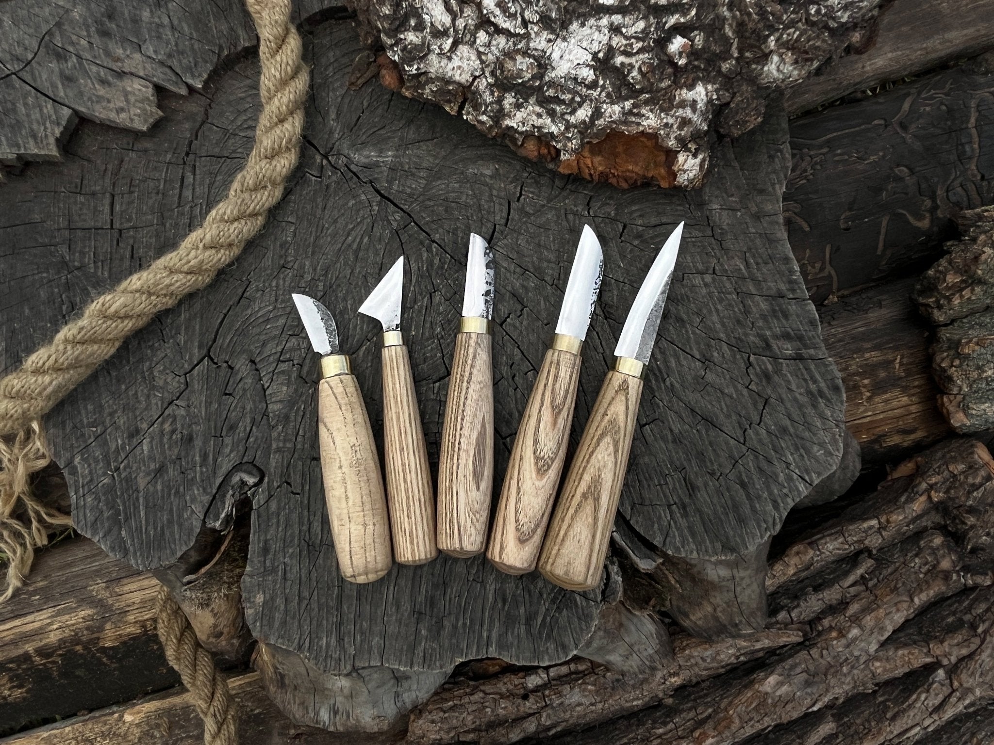 5-Piece Wood Carving Knife Set by Sharky Forged Steel Tools