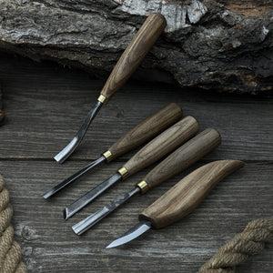 5-Piece Hand-Forged Wood Carving Tool Set detail view by Sharky Forged Steel Tools
