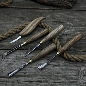 5-Piece Hand-Forged Wood Carving Tool Set detail view by Sharky Forged Steel Tools