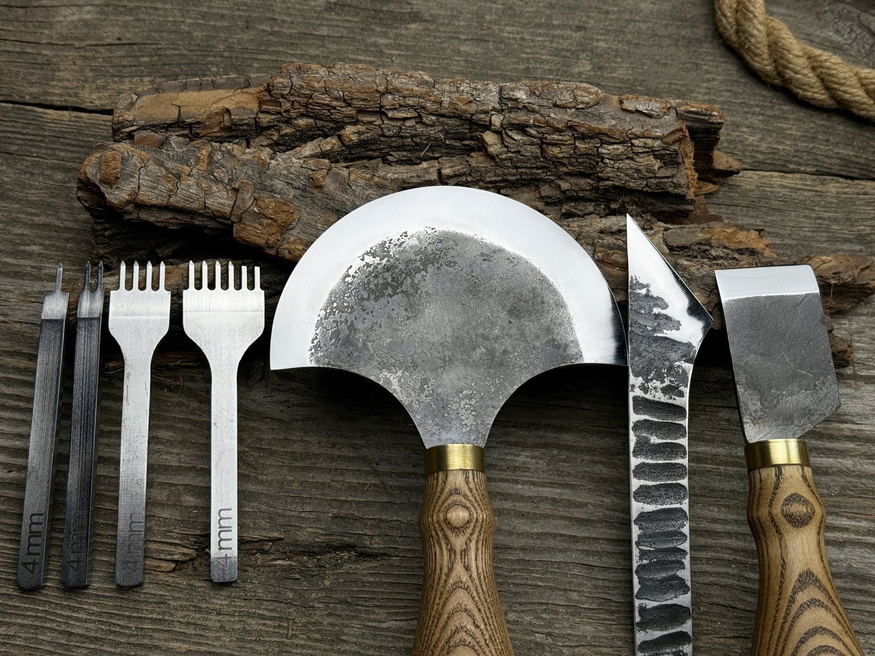 5-Piece Leather Working Tool Set With Nylon Mallet detail view by Sharky Forged Steel Tools