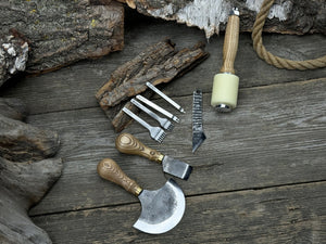 5-Piece Leather Working Tool Set With Nylon Mallet detail view by Sharky Forged Steel Tools