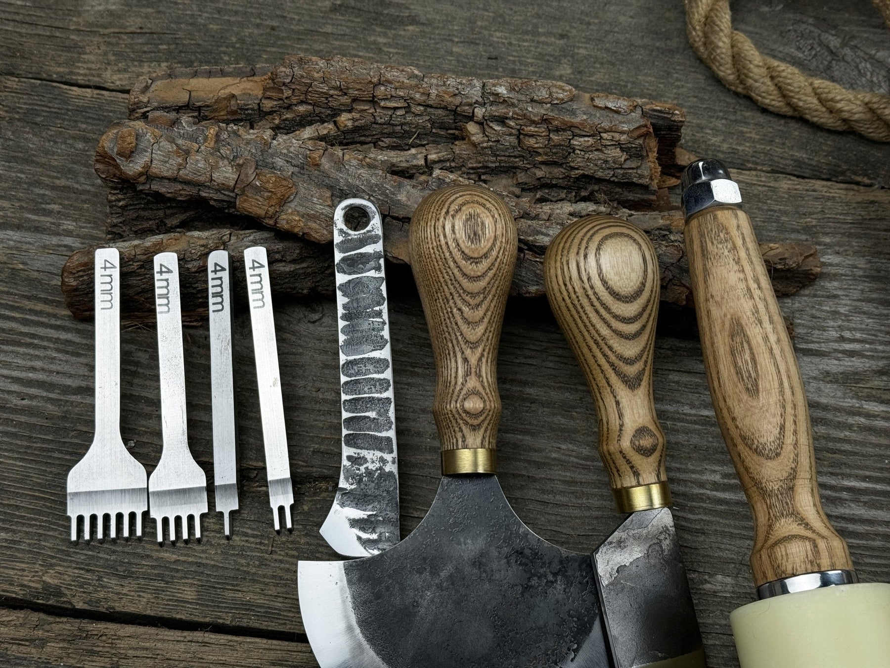 5-Piece Leather Working Tool Set With Nylon Mallet detail view by Sharky Forged Steel Tools