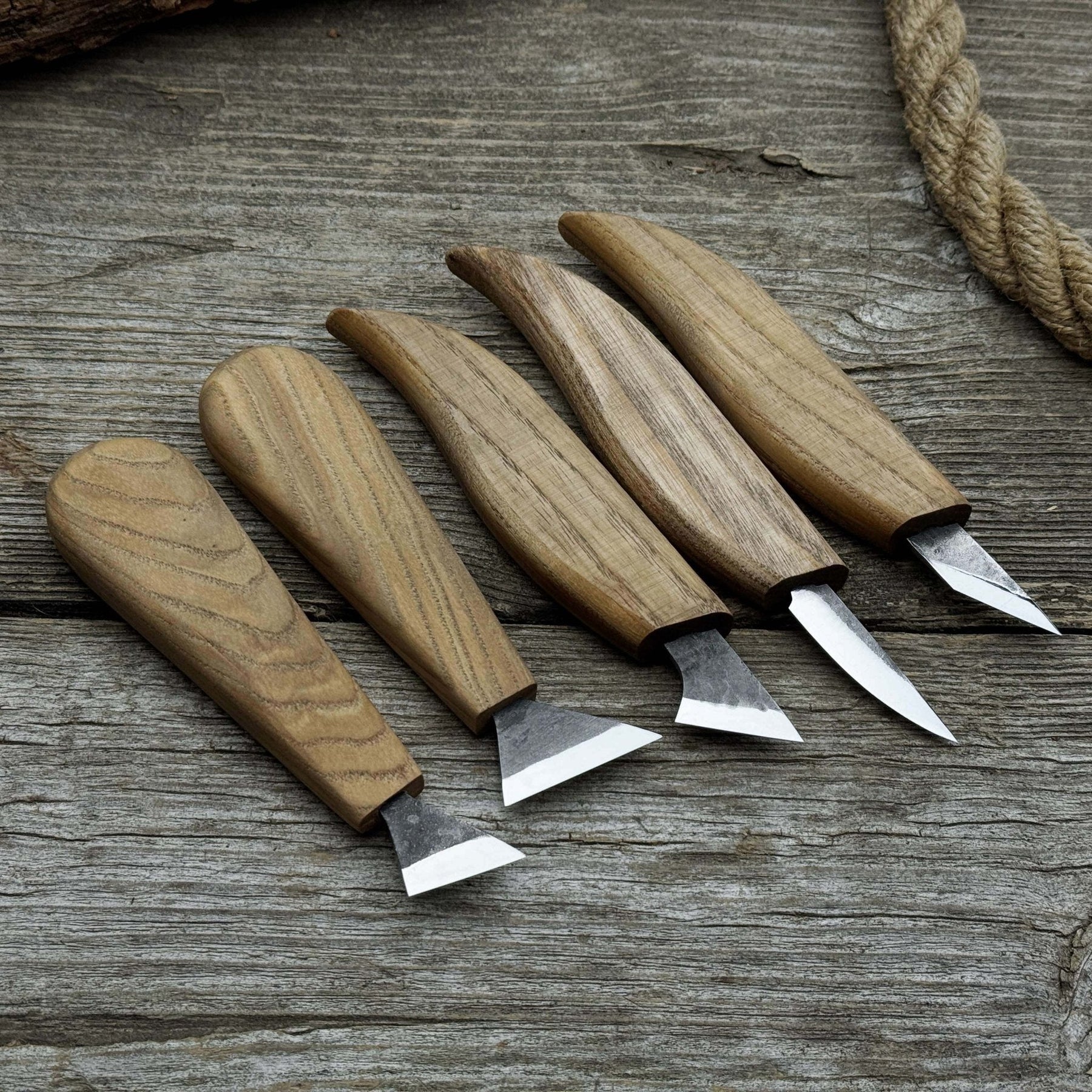 5-Piece Whittling Carving Knife Set detail view by Sharky Forged Steel Tools