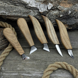 5-Piece Whittling Carving Knife Set detail view by Sharky Forged Steel Tools