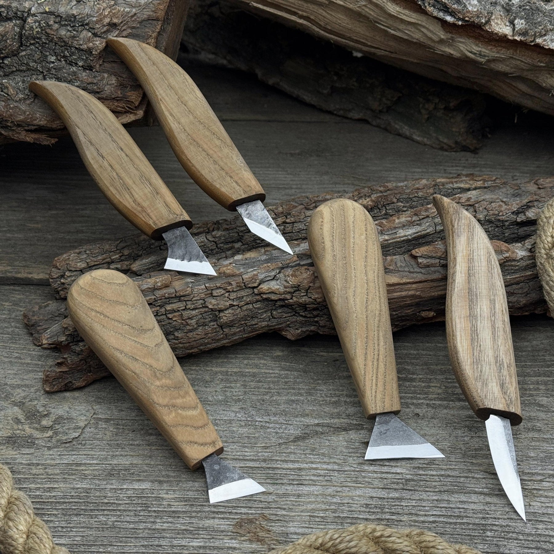 5-Piece Whittling Carving Knife Set detail view by Sharky Forged Steel Tools