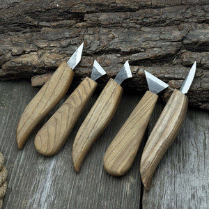 5-Piece Whittling Carving Knife Set detail view by Sharky Forged Steel Tools