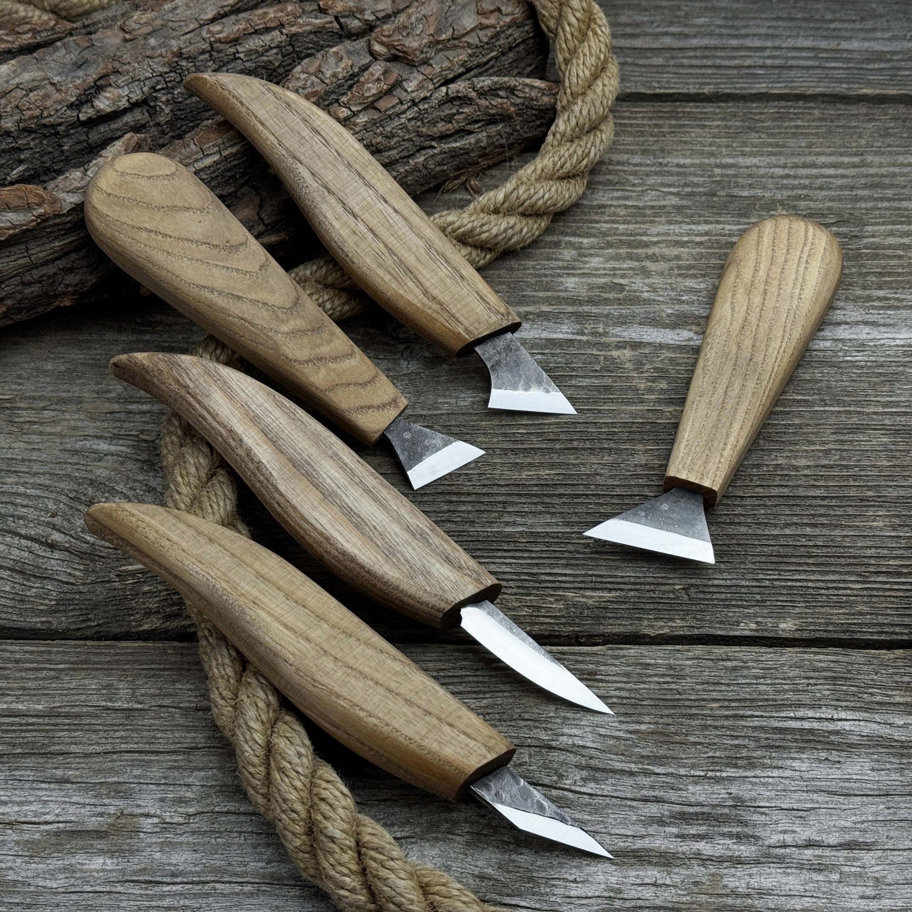 5-Piece Whittling Carving Knife Set detail view by Sharky Forged Steel Tools