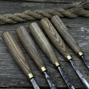5-Piece Wood Carving Chisel & Gouge Set detail view by Sharky Forged Steel Tools