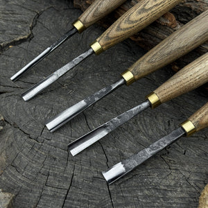 5-Piece Wood Carving Chisel & Gouge Set detail view by Sharky Forged Steel Tools