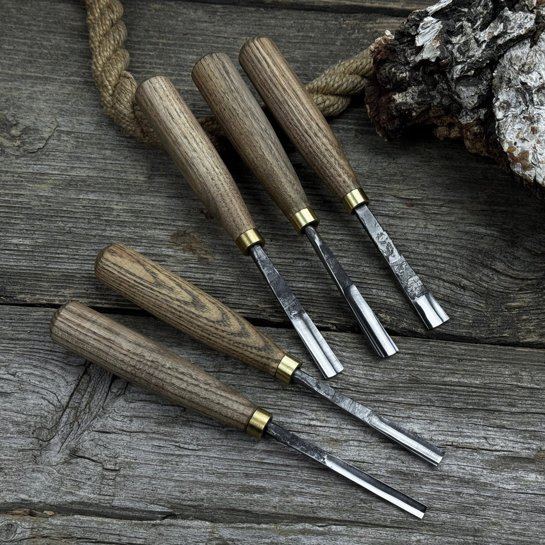 5-Piece Wood Carving Chisel & Gouge Set detail view by Sharky Forged Steel Tools