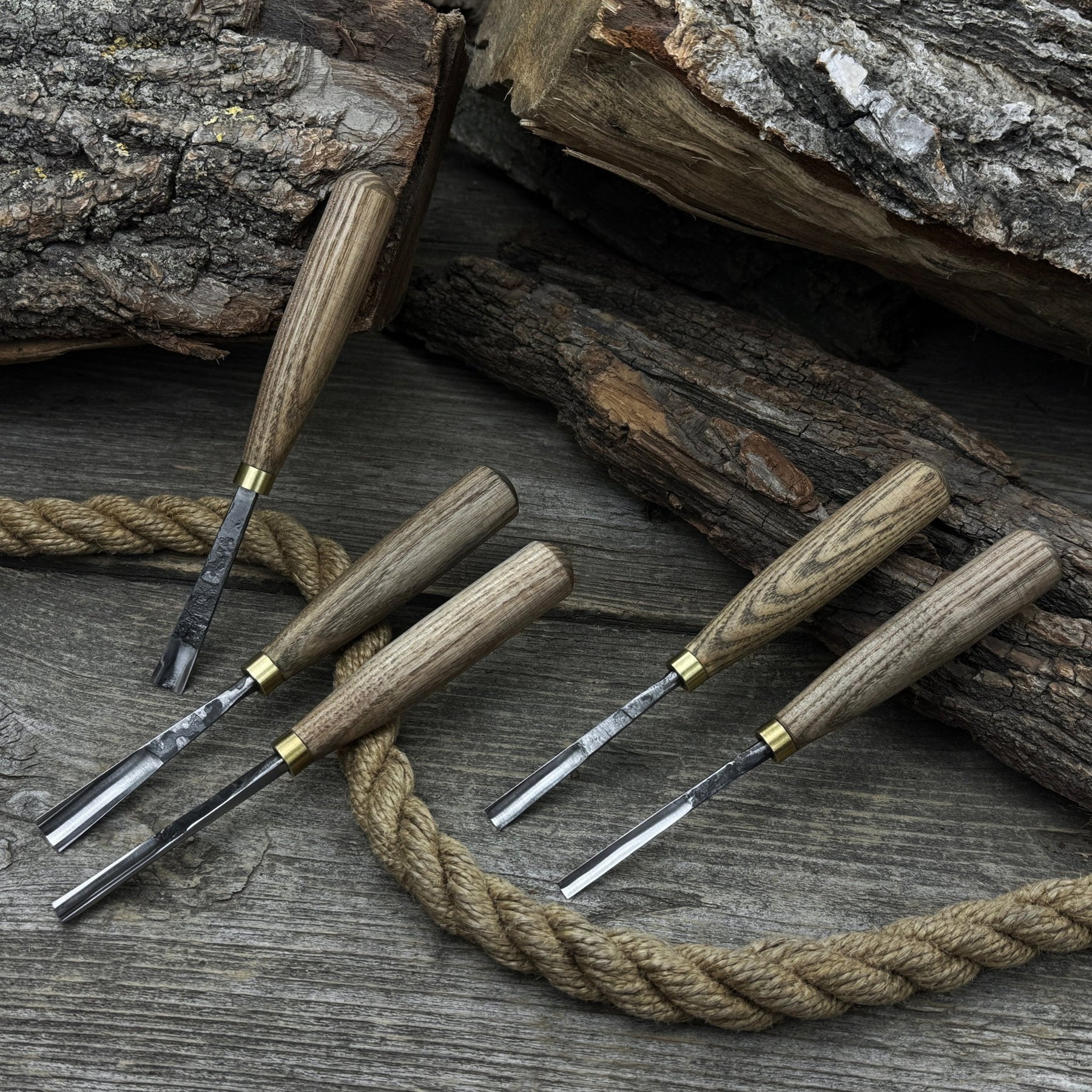 5-Piece Wood Carving Chisel & Gouge Set detail view by Sharky Forged Steel Tools